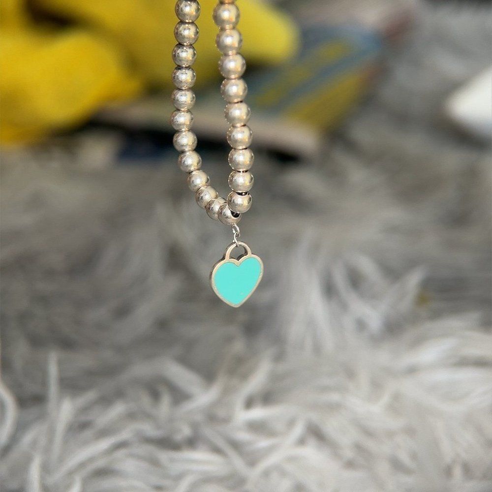 T&Co. 925 Mini Heart Tag Beaded Bracelet - Picture 2 of 11